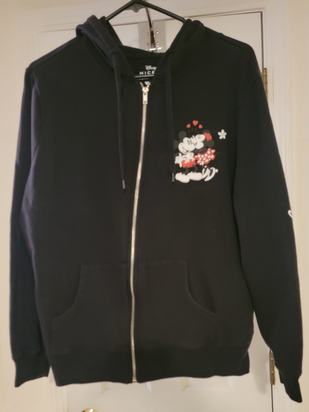 Womens Disney Mickey Mouse Black Zip-Up Hoodie Sweatshirt